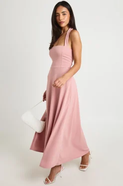 Robe Midi En Crêpe Jersey À Encolure Américaine