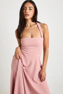 Robe Midi En Crêpe Jersey À Encolure Américaine