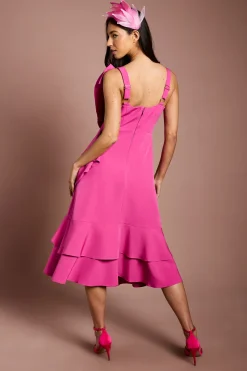 Robe Midi En Crêpe Lisa Tan À Nœud Déclaration