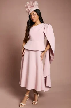 Robe Midi En Crêpe Lisa Tan À Une Épaule Petite Taille