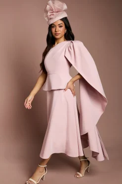 Robe Midi En Crêpe Lisa Tan À Une Épaule Petite Taille