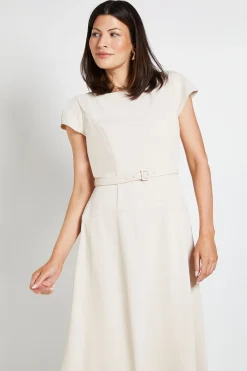 Wallis Robe Midi En Crêpe À Manches Courtes Avec Ceinture<Femme Toutes Les Robes|Robes Mi-Longues
