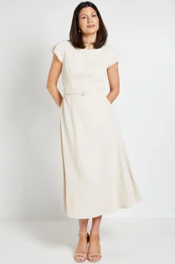 Wallis Robe Midi En Crêpe À Manches Courtes Avec Ceinture<Femme Toutes Les Robes|Robes Mi-Longues