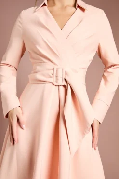 Coast Robe Midi en Crêpe à Manches Longues avec Ceinture<Femme Robes Mi-Longues|Robes À Manches Longues