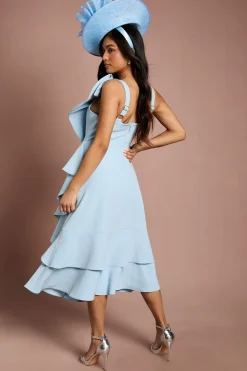 Robe Midi En Crêpe À Nœud Déclaration Petite Lisa Tan