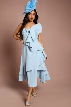 Robe Midi En Crêpe À Nœud Déclaration Petite Lisa Tan