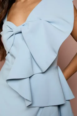 Robe Midi En Crêpe À Nœud Déclaration Petite Lisa Tan