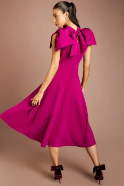 Robe Midi En Crêpe À Nœuds Sur Les Épaules