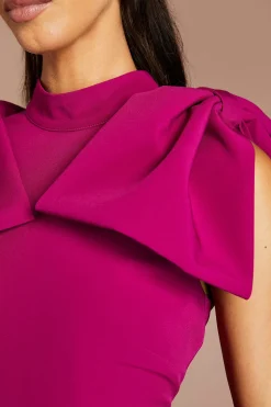 Robe Midi En Crêpe À Nœuds Sur Les Épaules