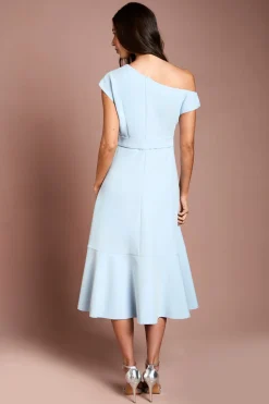 Robe Midi En Crêpe À Épaule Dénudée Avec Détail De Volant Drapé Petite