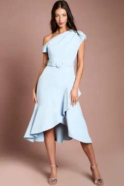 Robe Midi En Crêpe À Épaule Dénudée Avec Détail De Volant Drapé Petite