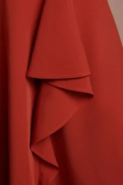 Robe Midi En Crêpe À Épaules Dénudées Avec Drapé Cascade