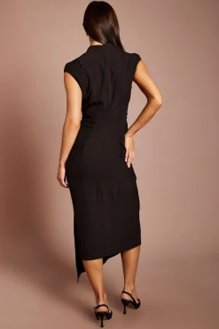 Coast Robe Midi En Crêpe Sans Manches Avec Détail Torsadé Devant Et Drapé<Femme Looks Chocolat|Robes Mi-Longues