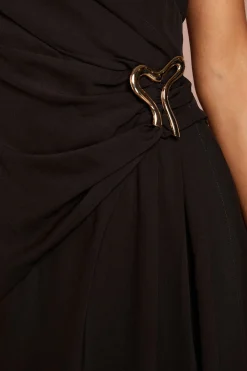 Coast Robe Midi En Crêpe Sans Manches Avec Détail Torsadé Devant Et Drapé<Femme Looks Chocolat|Robes Mi-Longues