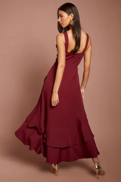 Robe Midi En Crêpe Sans Manches À Détails Étagés