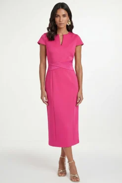 Wallis Robe Midi En Crêpe Scuba Avec Taille Portefeuille<Femme Toutes Les Robes|Robes Mi-Longues