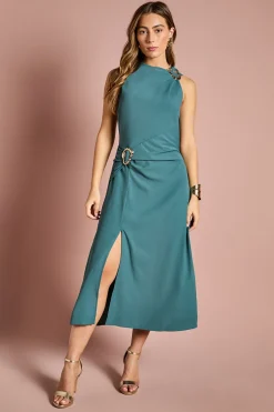 Coast Robe Midi en Crêpe Stretch avec Boucle<Femme Robes|Robes Mi-Longues