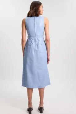 Robe Midi En Cuir Avec Ceinture À Nouer