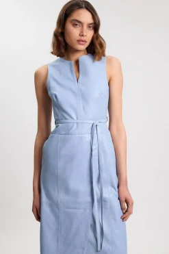 Robe Midi En Cuir Avec Ceinture À Nouer