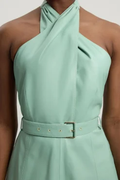 Robe Midi En Cuir À Encolure Croisée Dos-nu