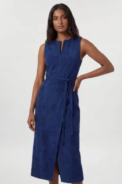 Robe Midi En Daim Avec Ceinture À Nouer