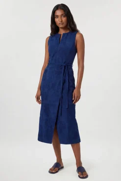 Robe Midi En Daim Avec Ceinture À Nouer