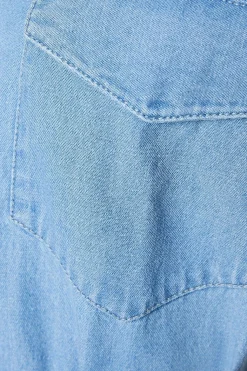 Robe Midi en Denim avec Ceinture et Boutonnage