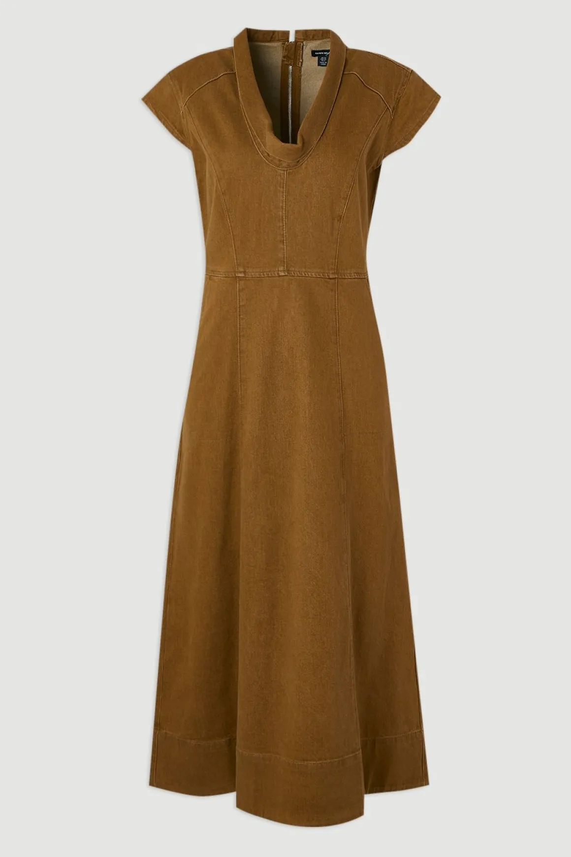 Robe Midi en Denim à Col Drapé