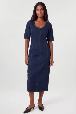 Robe Midi En Denim À Fermeture Éclair