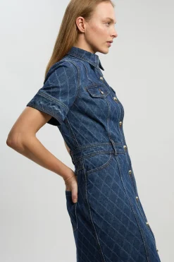 KarenMillen Robe Midi En Denim Imprimé<Femme Denim|Robes Mi-Longues