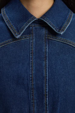 KarenMillen Robe Midi en Denim Stretch avec Détail Ceinture à Patte<Femme Denim|Robes Mi-Longues