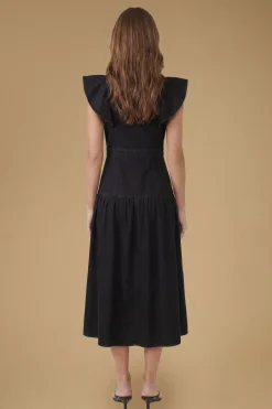 Robe Midi En Denim À Volants