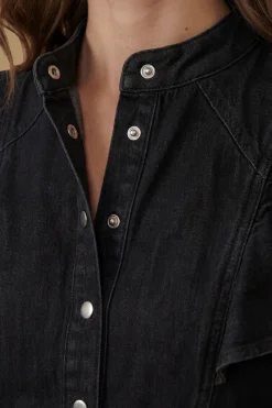 Robe Midi En Denim À Volants