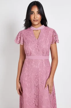 Robe Midi En Dentelle Avec Col Noué Petite