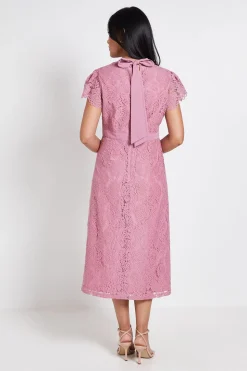Robe Midi En Dentelle Avec Col Noué Petite