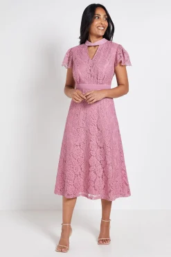 Robe Midi En Dentelle Avec Col Noué Petite