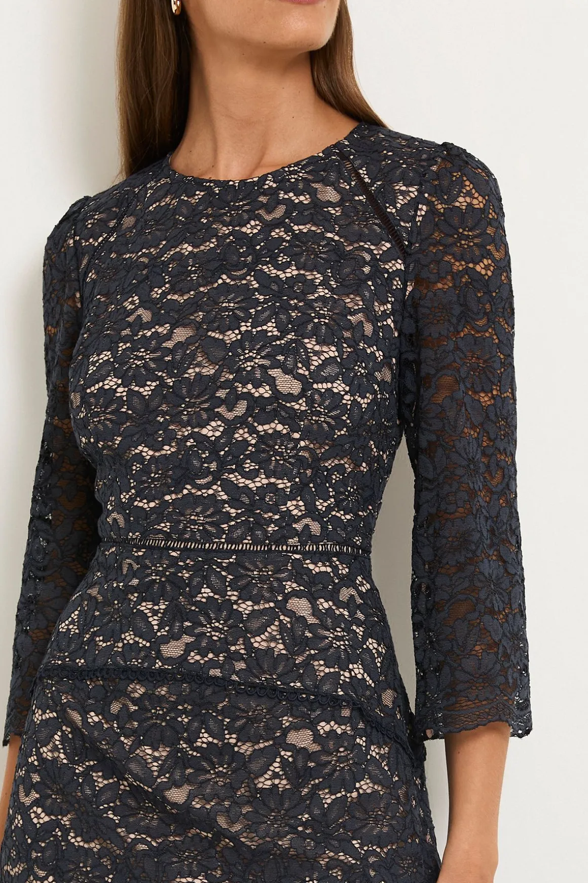 Robe Midi En Dentelle Avec Détail Échelle
