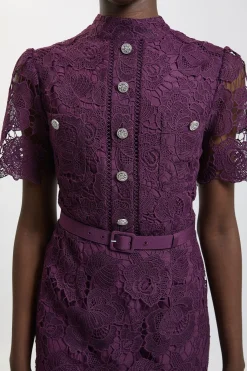 Robe Midi En Dentelle Avec Détail De Poche