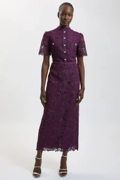 Robe Midi En Dentelle Avec Détail De Poche