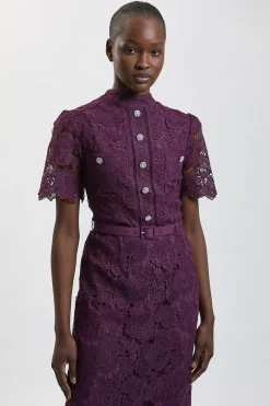 Robe Midi En Dentelle Avec Détail De Poche