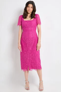 Wallis Robe Midi En Dentelle À Boutons<Femme Robes Mi-Longues|Satin Et Dentelle