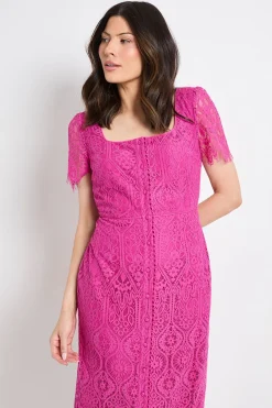 Wallis Robe Midi En Dentelle À Boutons<Femme Robes Mi-Longues|Satin Et Dentelle