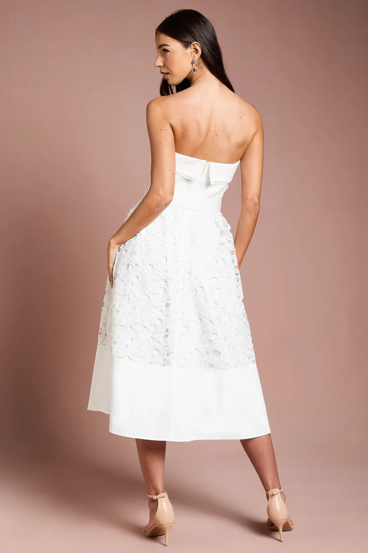 Coast Robe Midi En Dentelle À Bustier Avec Ceinture<Femme Robes Mi-Longues|Satin Et Dentelle