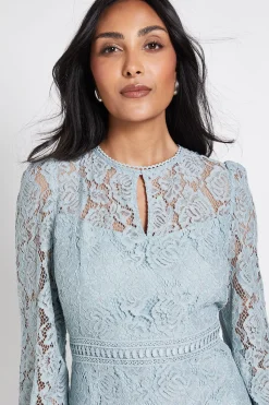 Wallis Robe Midi En Dentelle À Col Montant Avec Volants Pour Petite Taille<Femme Robes Mi-Longues|Satin Et Dentelle