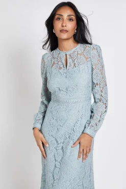 Wallis Robe Midi En Dentelle À Col Montant Avec Volants Pour Petite Taille<Femme Robes Mi-Longues|Satin Et Dentelle