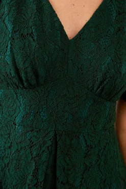 Robe Midi en Dentelle à Col V Petite