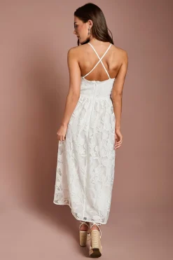 Robe Midi En Dentelle À Encolure Américaine