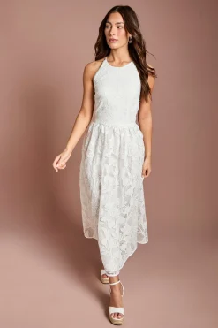 Robe Midi En Dentelle À Encolure Américaine