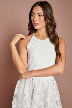 Robe Midi En Dentelle À Encolure Américaine
