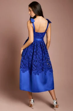 Coast Robe Midi En Dentelle À Encolure Carrée Avec Bretelles Nœud<Femme Robes Mi-Longues|Satin Et Dentelle